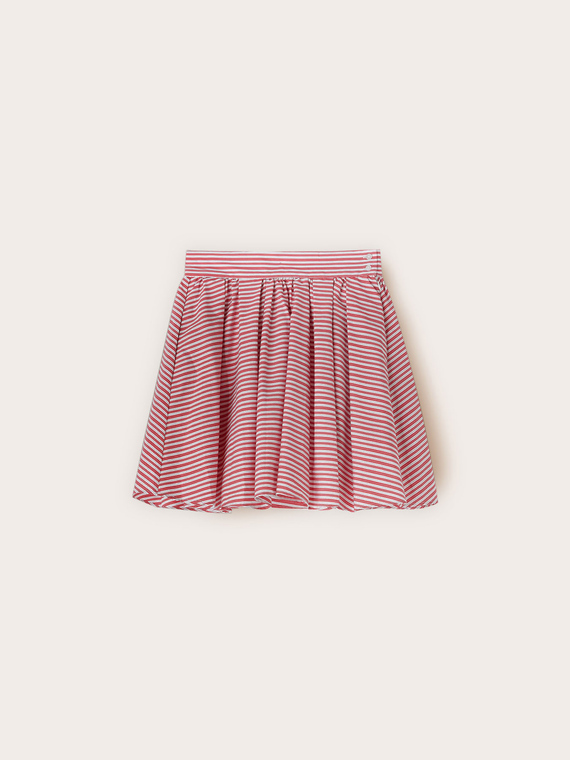 Flared striped poplin mini skirt