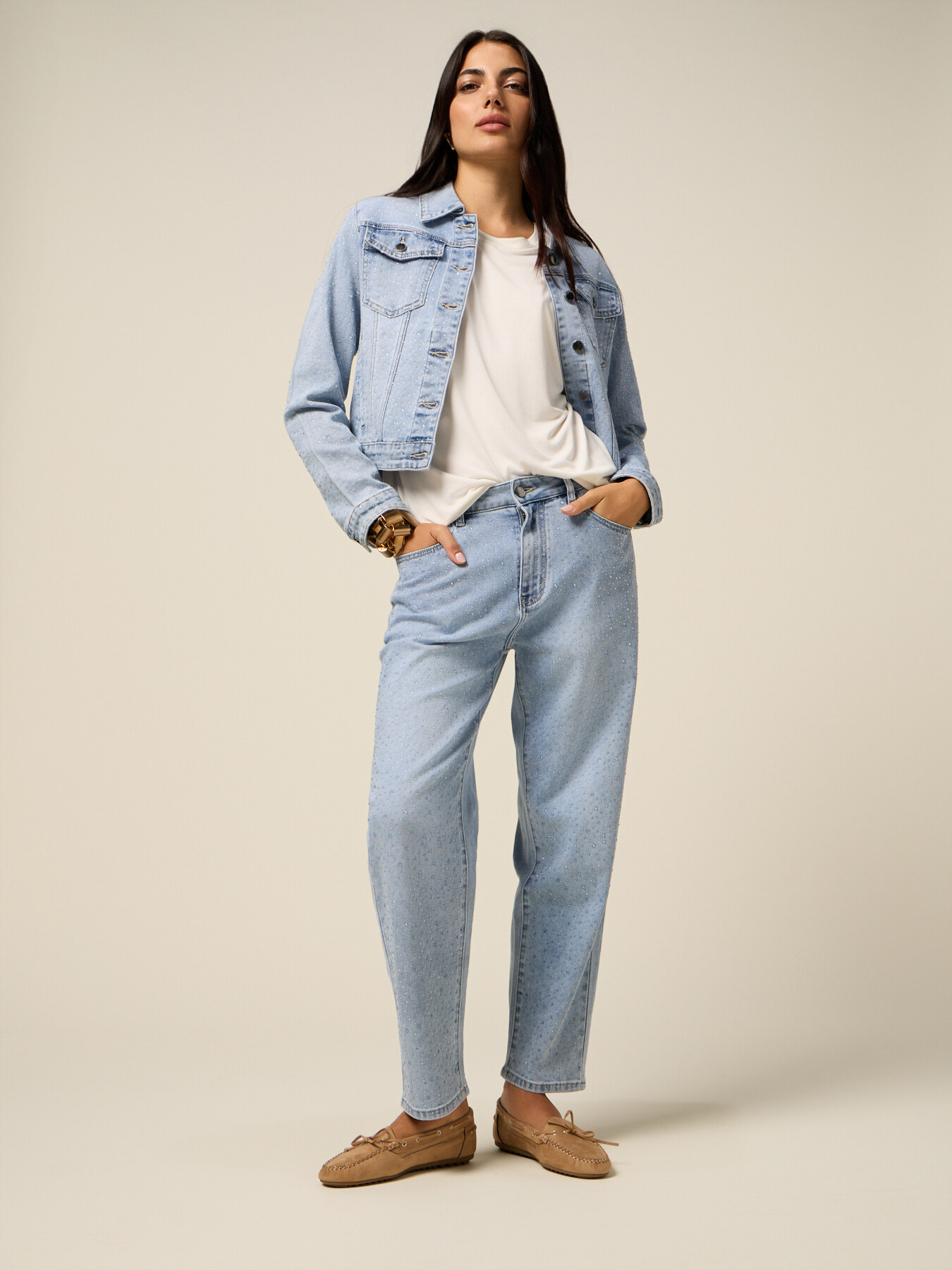 Jean regular avec micro-cristaux image number 0