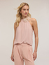 Top halter con fiore in chiffon image number 2