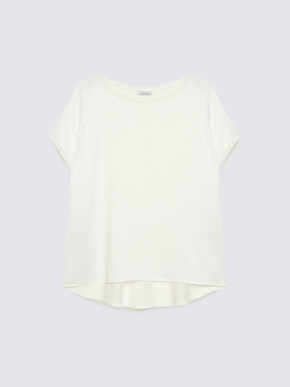T-shirt bimatière avec encolure ronde et manches kimono