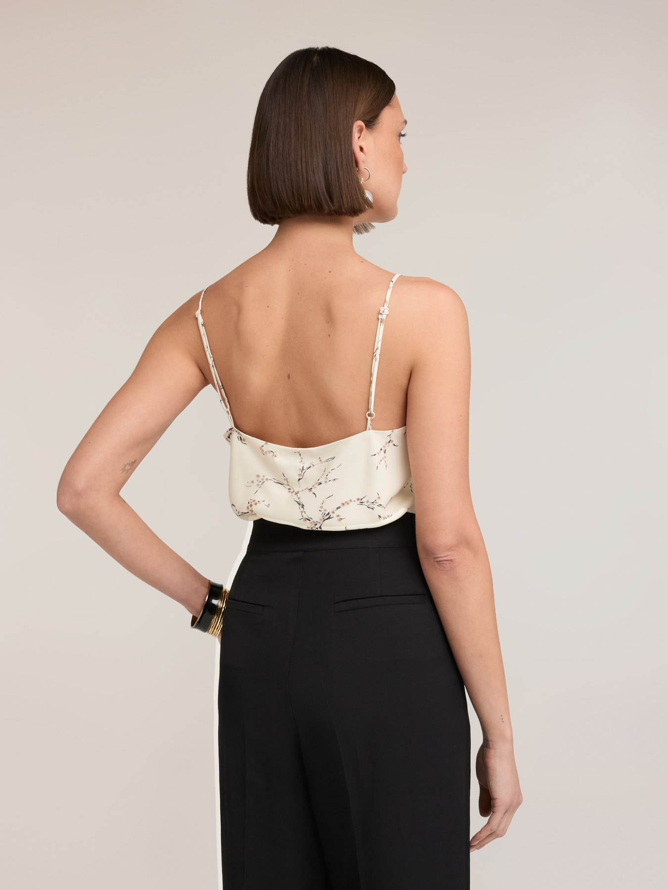 Top din satin cu imprimeu floral image number 1