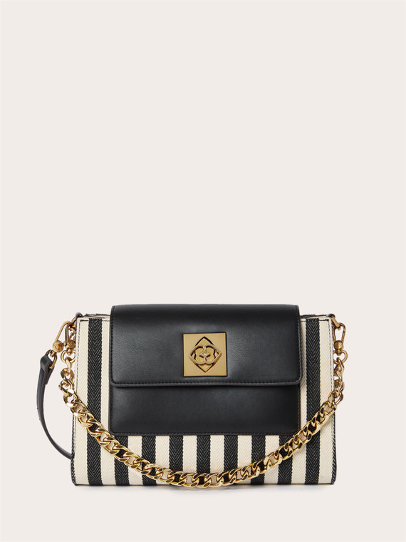 Sac bandouli&egrave;re avec rayures et cha&icirc;ne