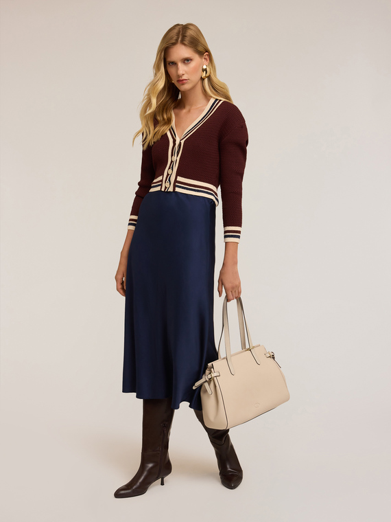 Stretch satin midi dress