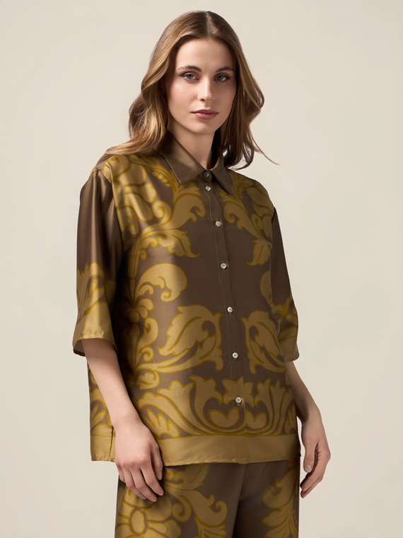 Camicia in raso fantasia damascata