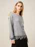 Crew neck sweater with lace trim image number 0