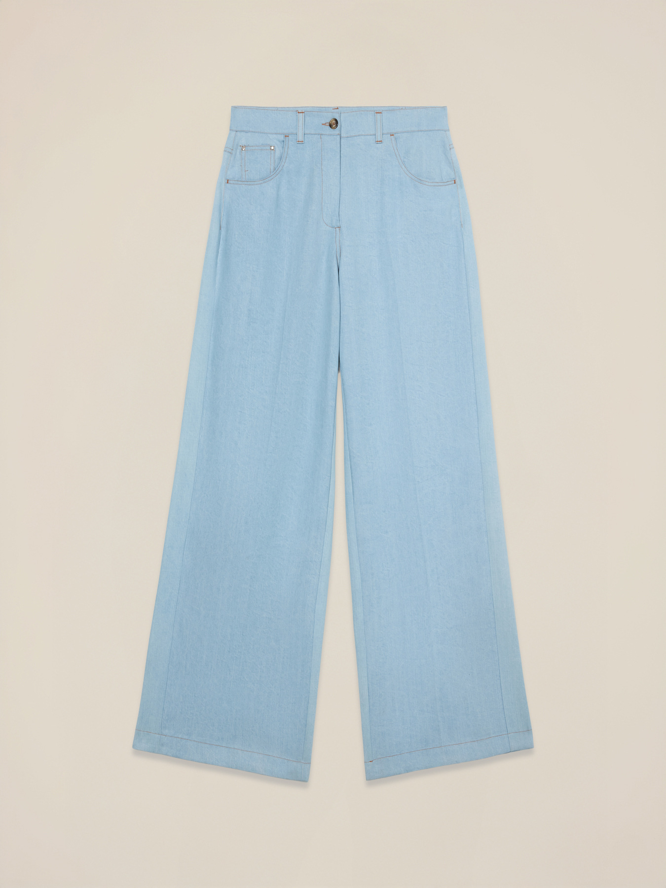 Pantaloni palazzo in tencel effetto denim image number 4