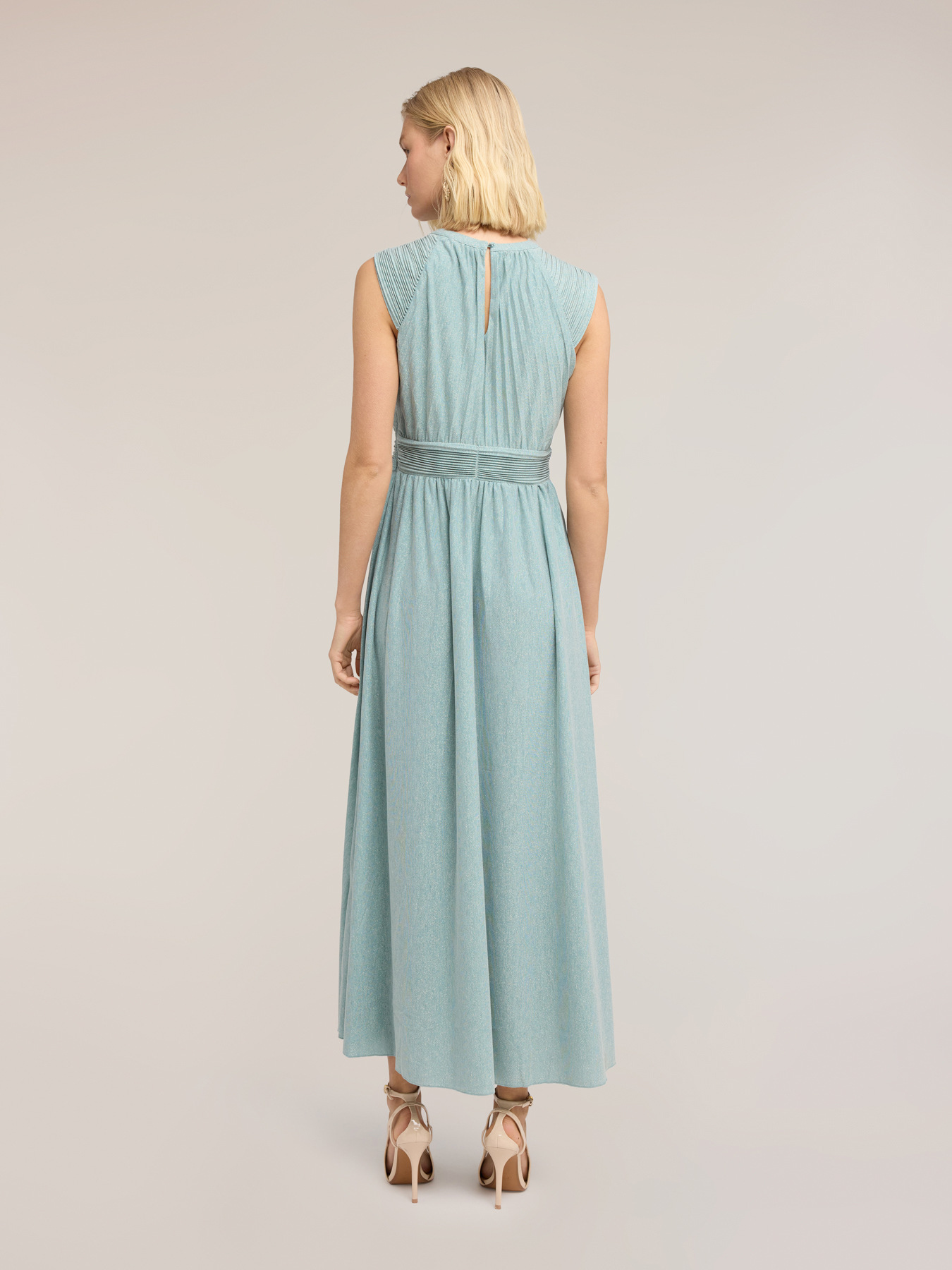 Long pleated dress in lurex jersey image number 2