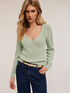 Pullover scollo a v in cotone image number 3