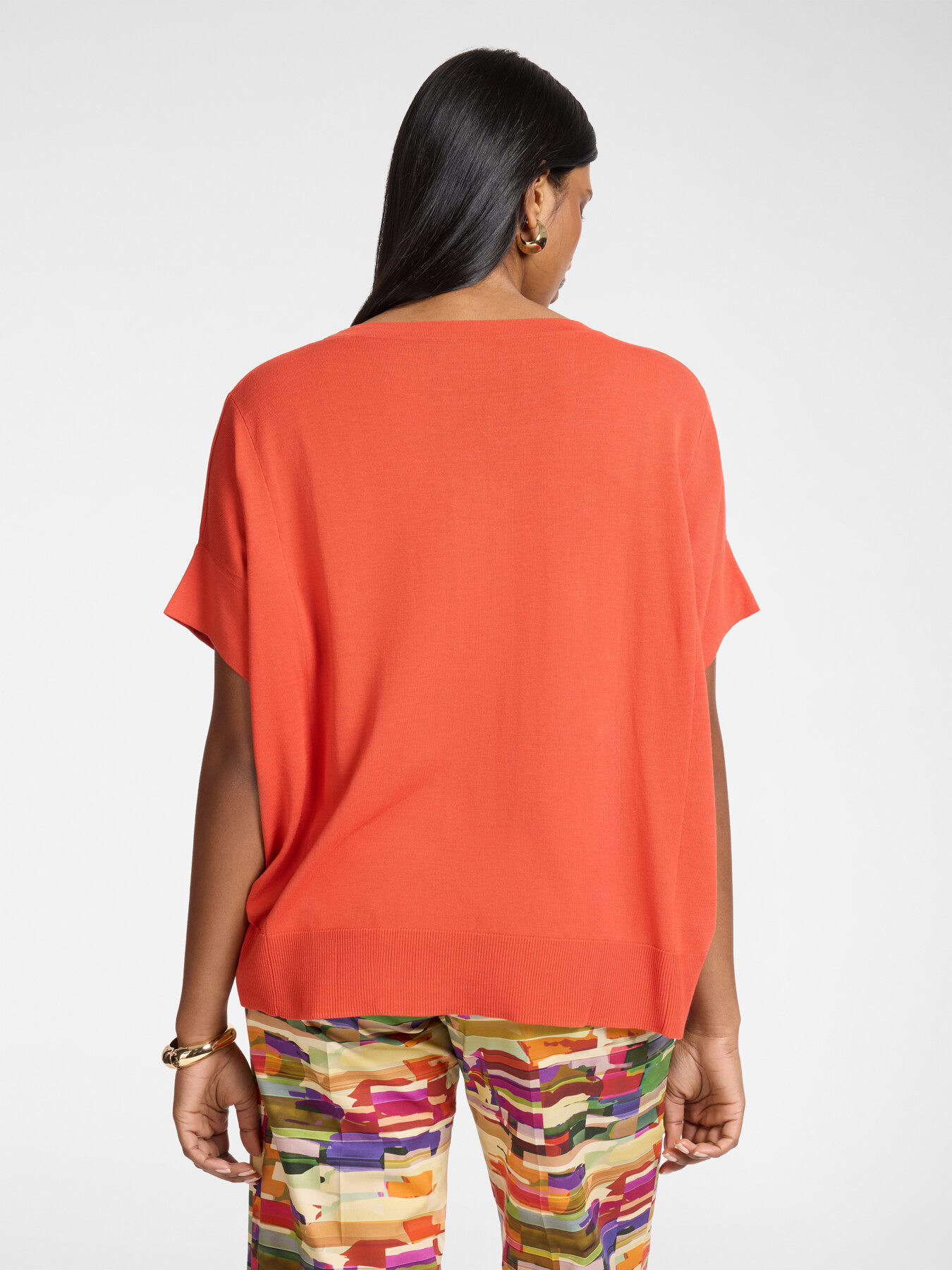 Camisola de malha boxy gola redonda image number 1