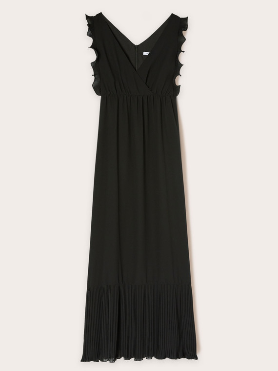 Vestito lungo con bordo plissé