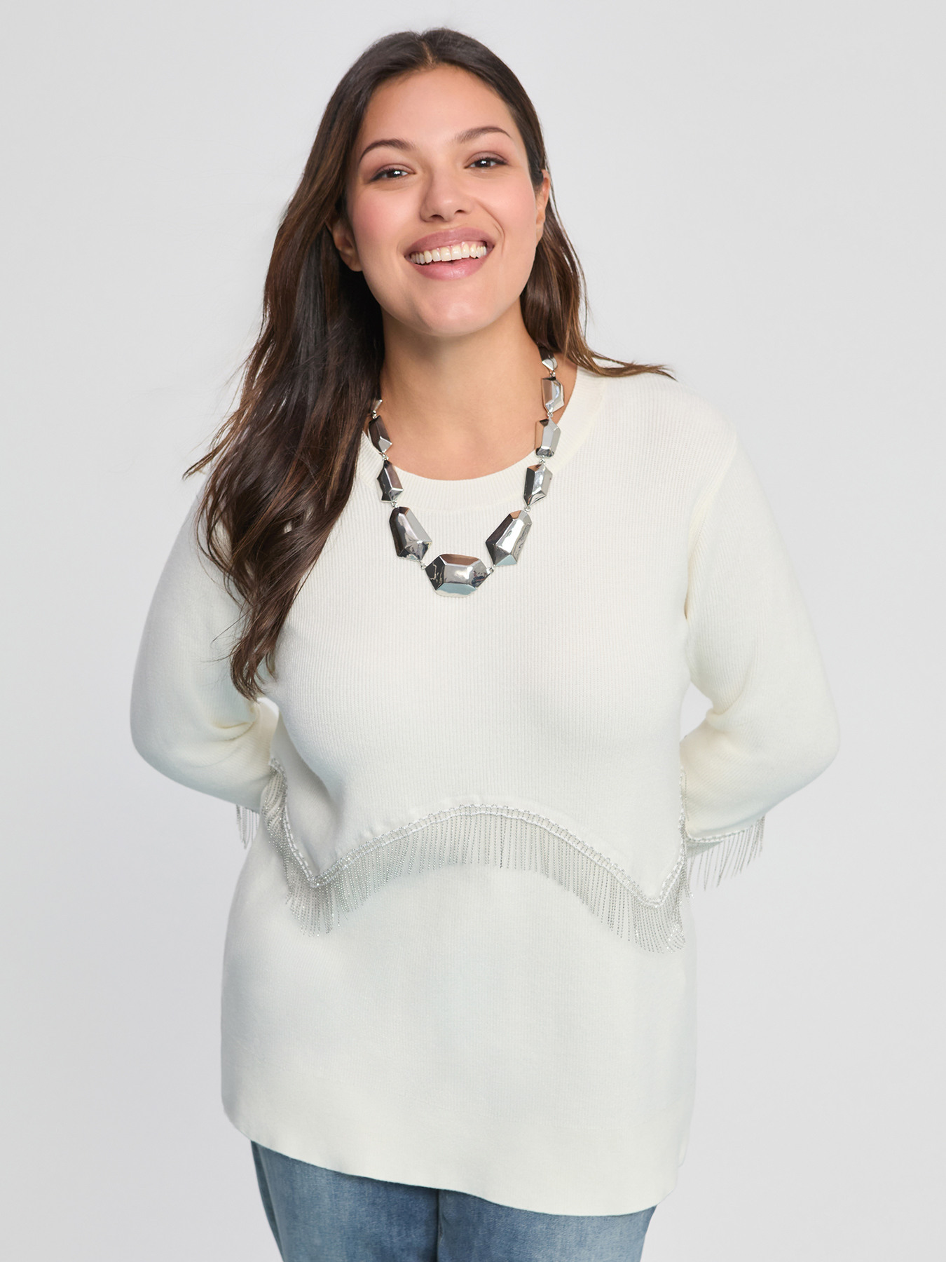 Pullover mit Fransendetail image number 0