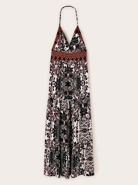 Long summer dress with ethnic pattern