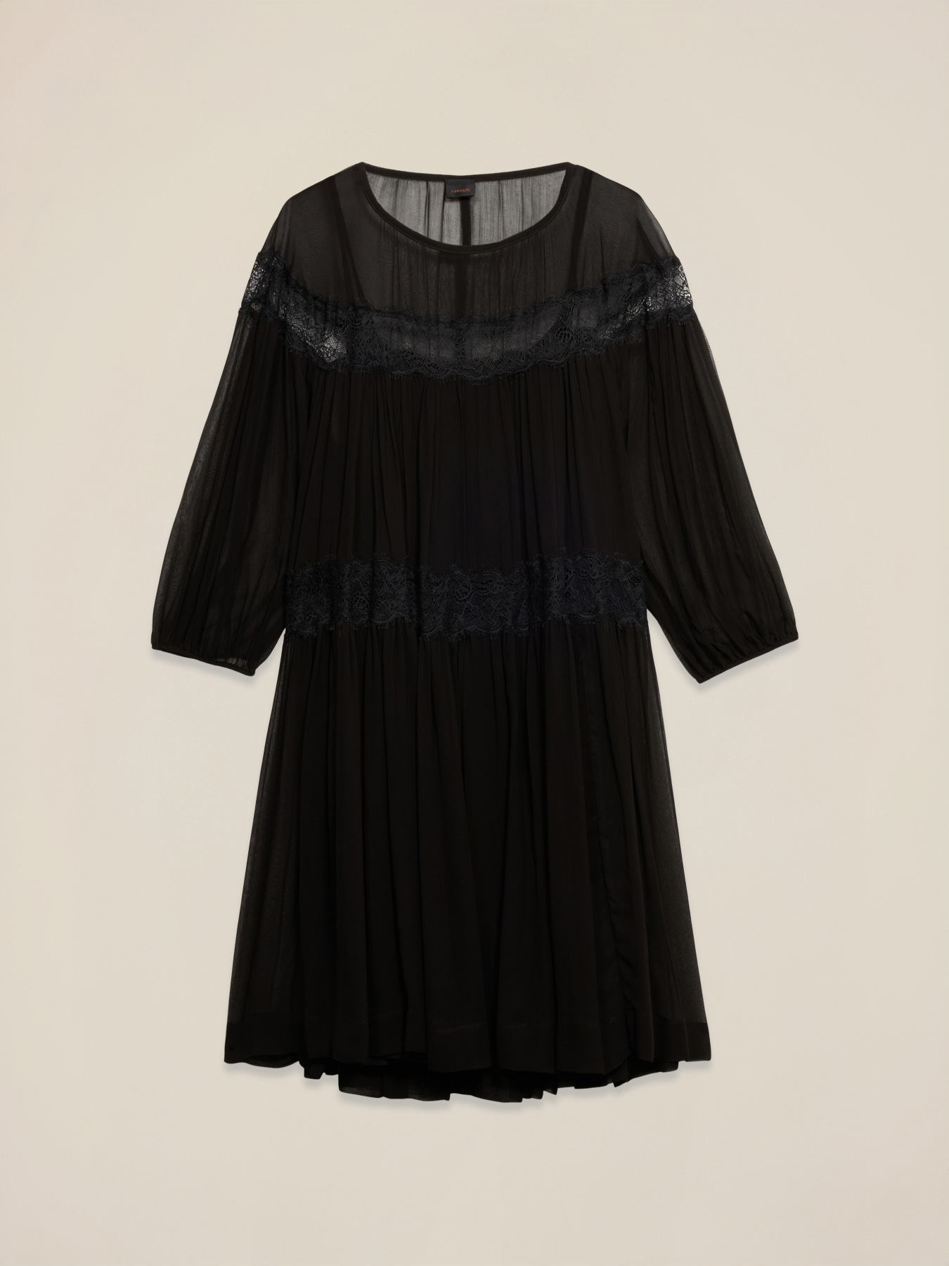 Vestito flare in creponne con pizzo image number 4