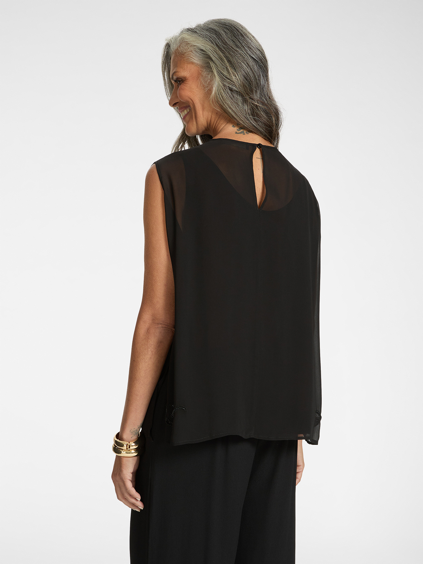 Blusa in georgette traforata image number 1
