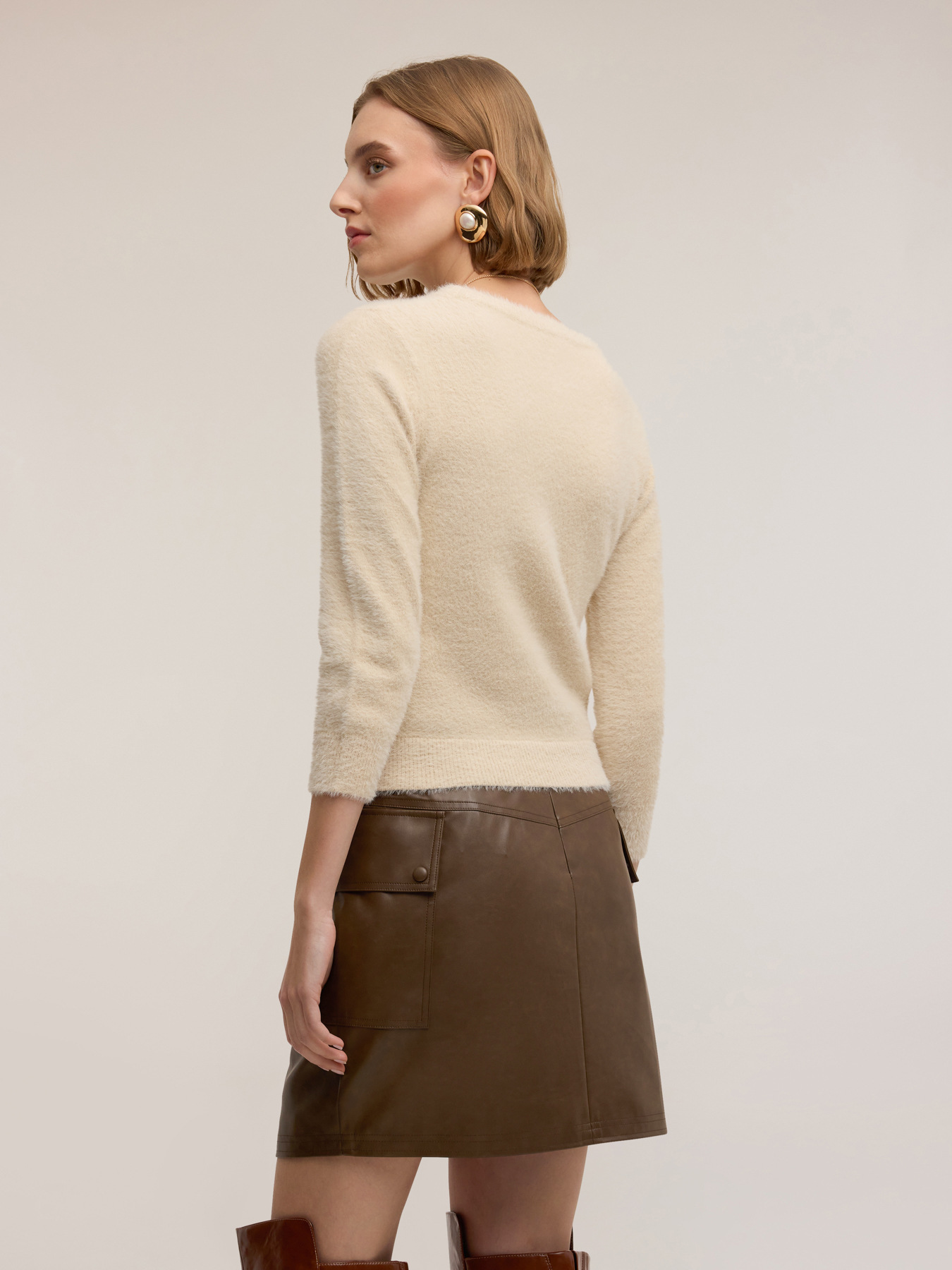 Crew neck sweater in viscose blend image number 1