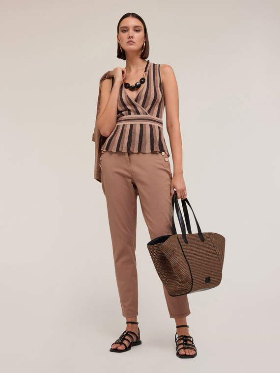 Striped lurex knit top