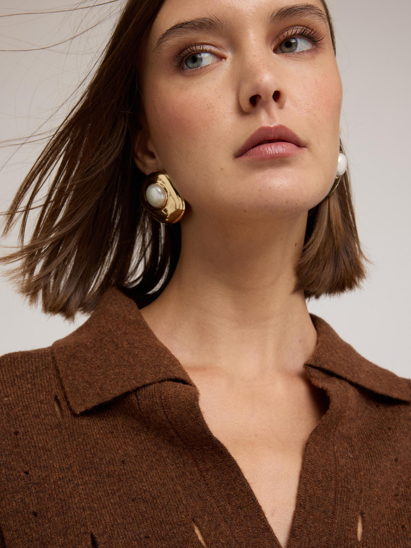 Maille ajour&eacute;e avec col polo image number 0