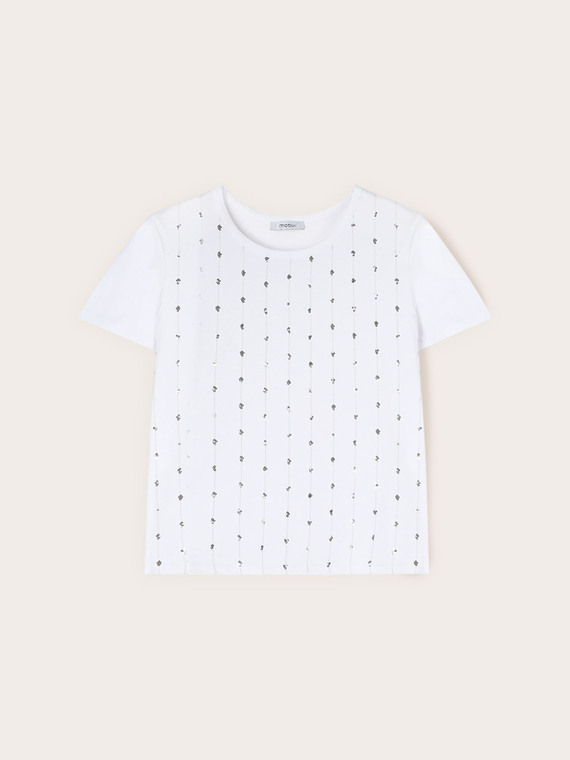 T-shirt con ricamo di paillettes