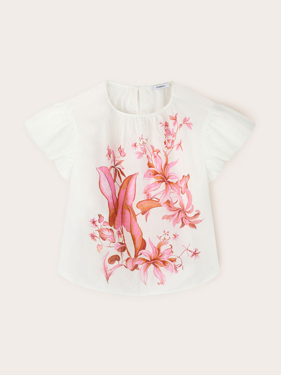 Cotton blouse with floral print