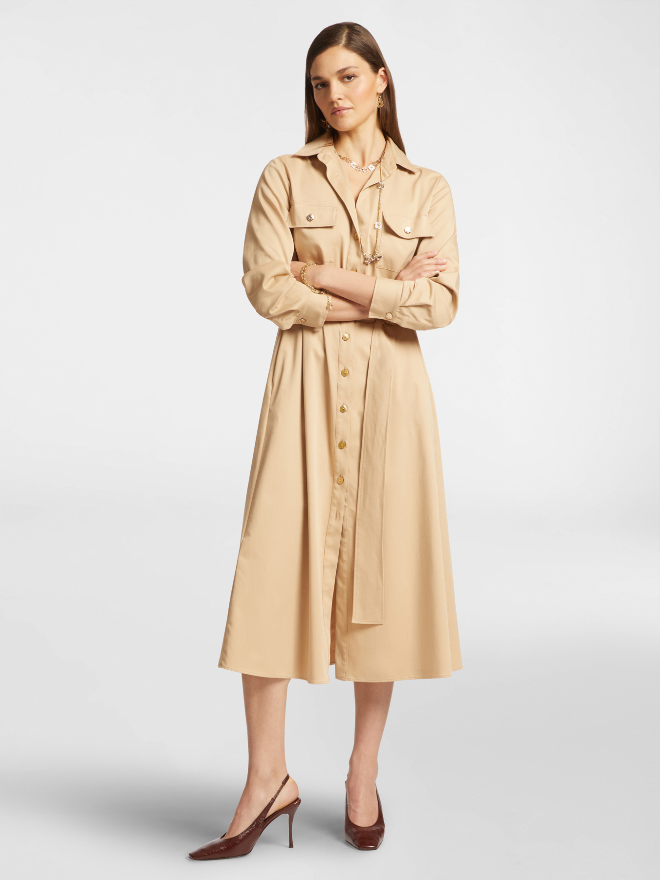Chemisier dress with belt image number 0