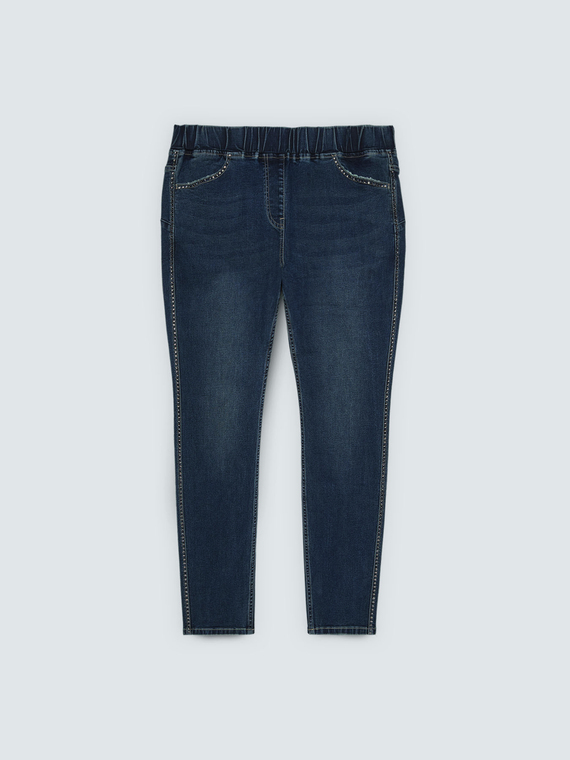 Jeggings in Washed-Optik mit Applikationen