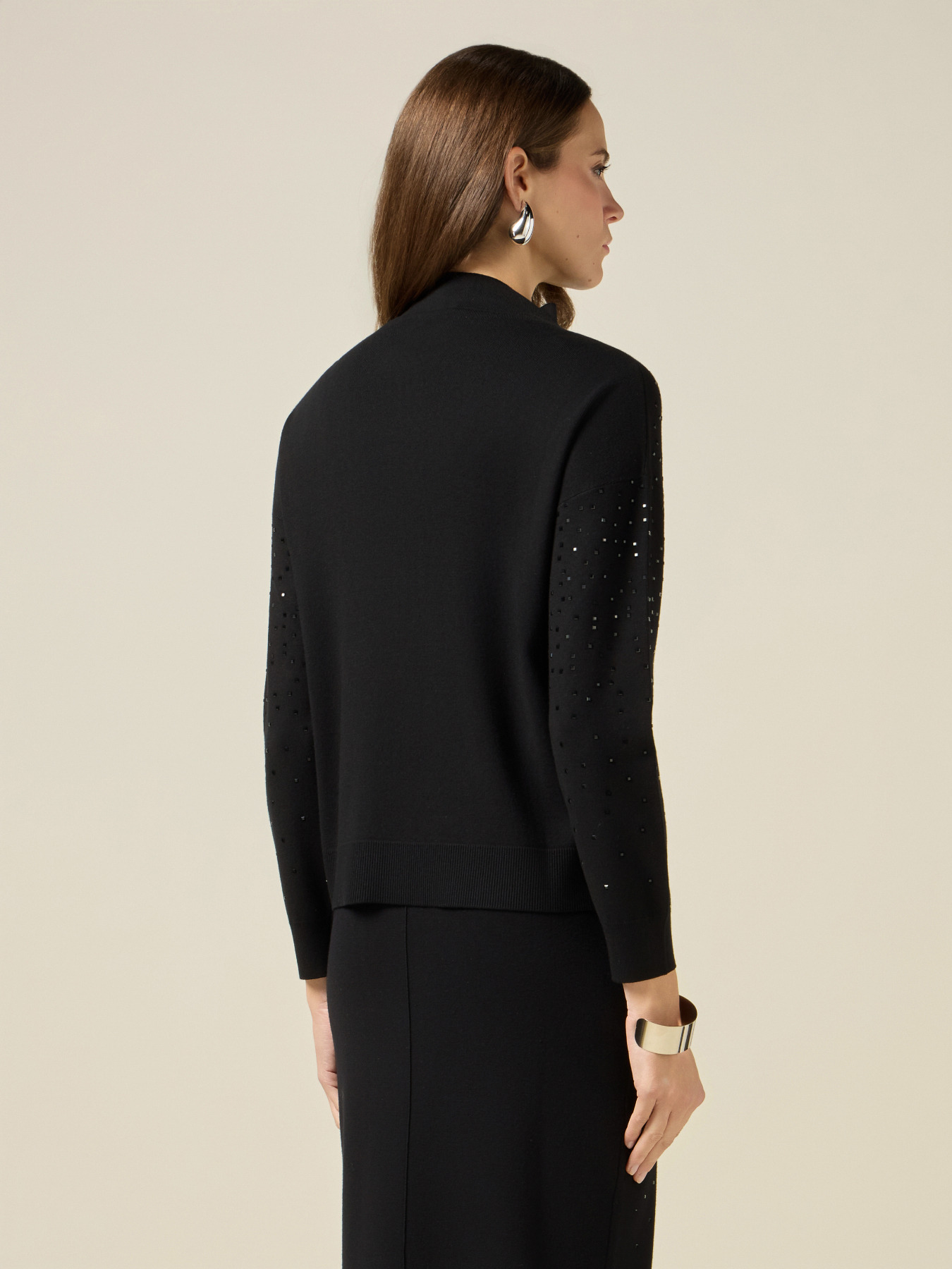 Maglia dolcevita con cristalli image number 1