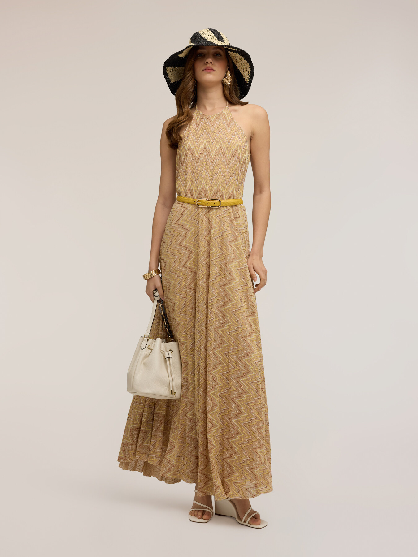 Long flare dress in lurex blend image number 3