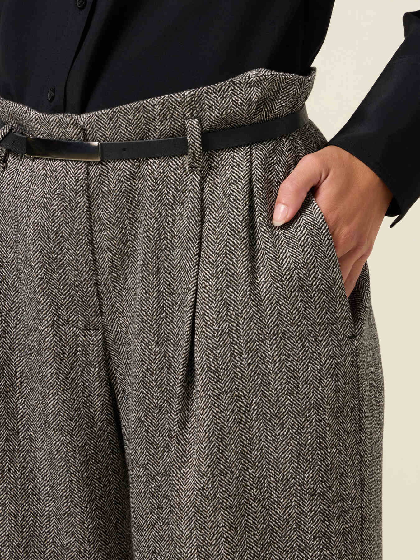 Pantaloni palazzo in flanella gessata image number 3