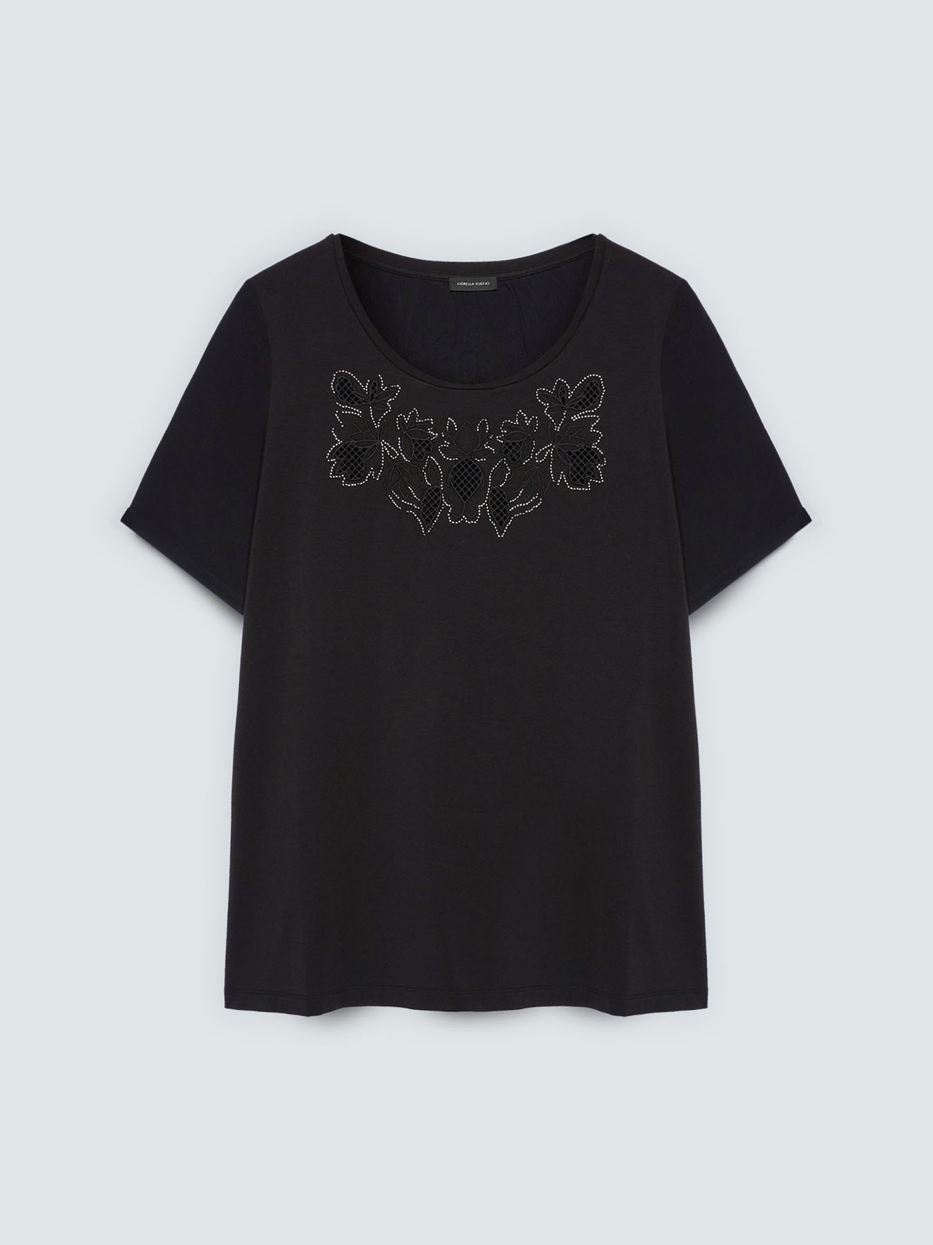 Zweifarbiges T-Shirt mit Blumenstickerei image number 4