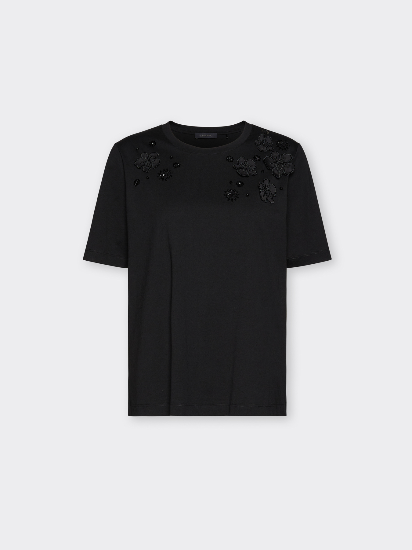 T-shirt in cotone con applicazioni floreali image number 5