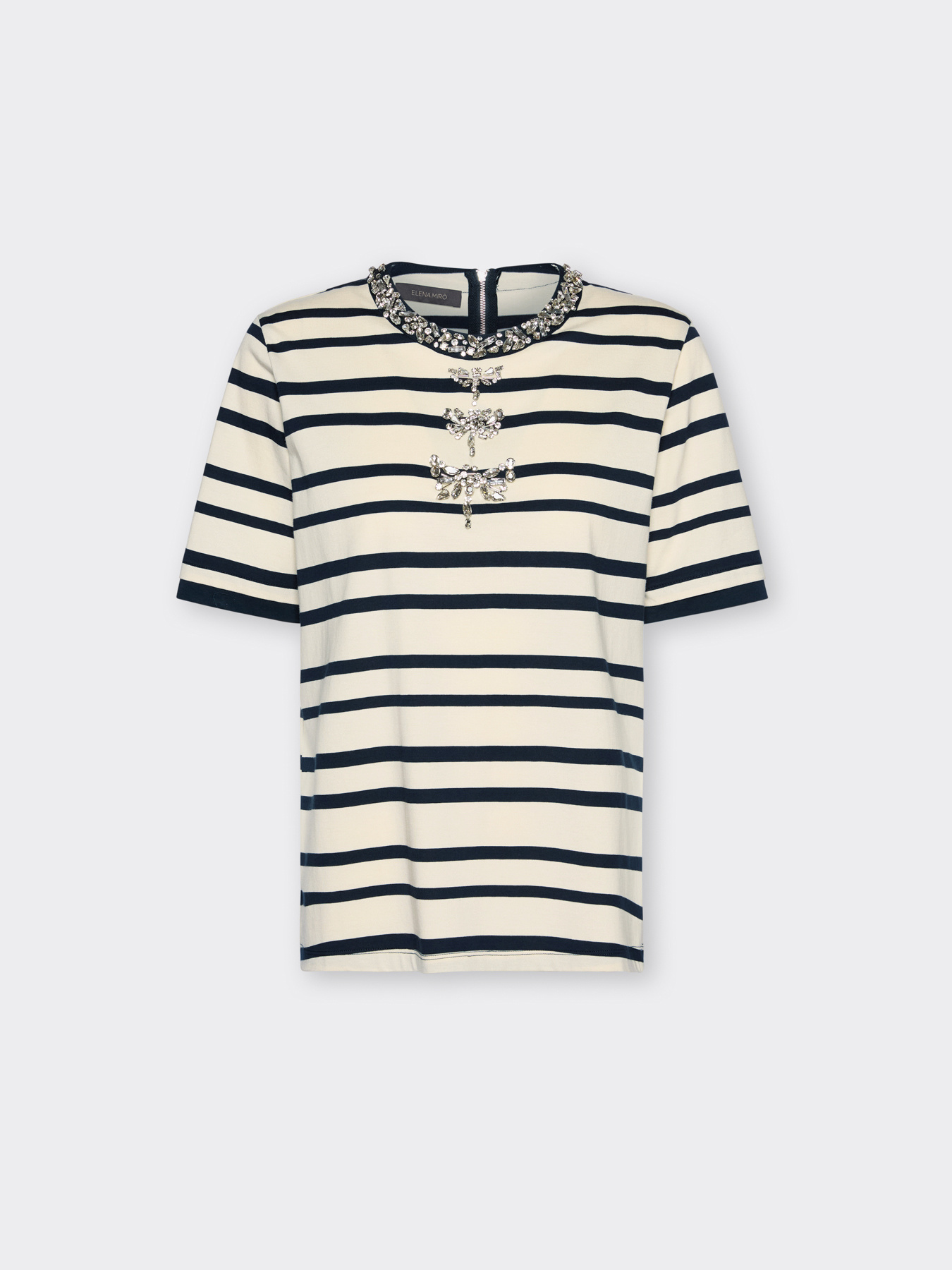 Striped t-shirt with embroidery image number 4