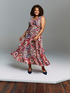 Long printed pleated dress image number 4