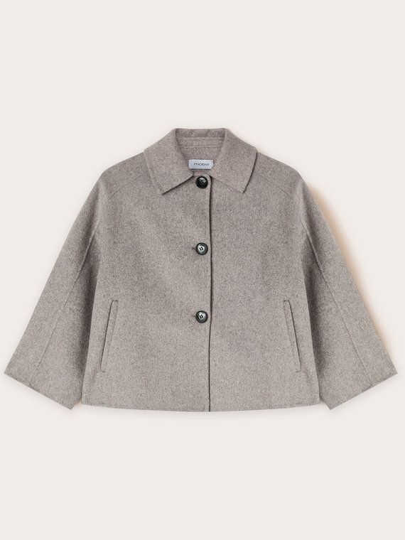 Short jacket in mixed wool fabric