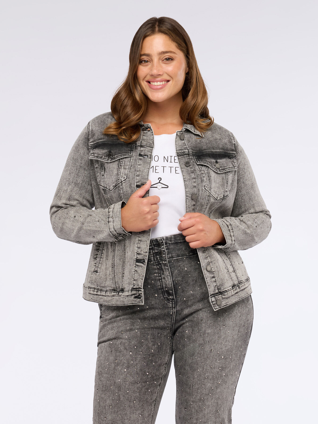 Denim jacket with light points image number 6