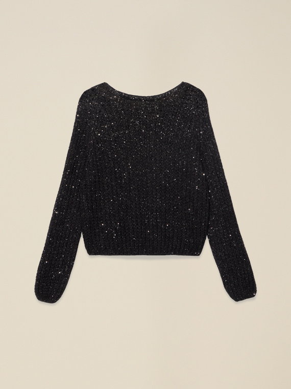 Maglia misto mohair con paillettes