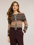 Short striped openwork knit cardigan image number 2