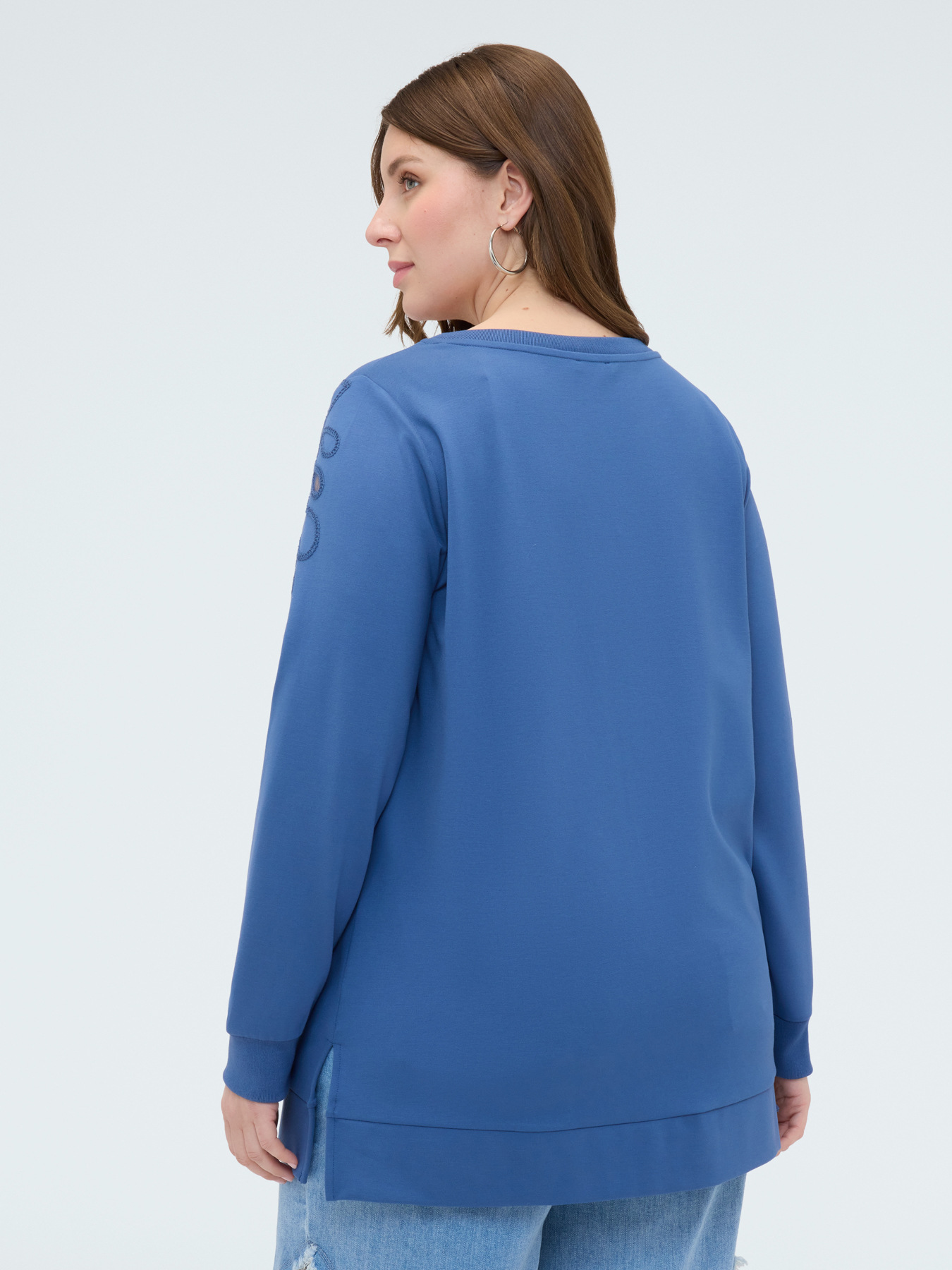 Sweatshirt with floral embroidery and cut out image number 1