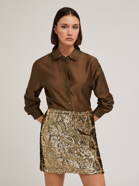 Camicia misto lyocell tinta unita