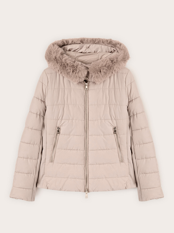 Short hooded down jacket