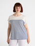 Striped T-shirt with embroidery image number 0