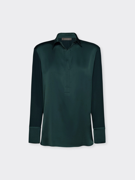 T-shirt polo in due tessuti
