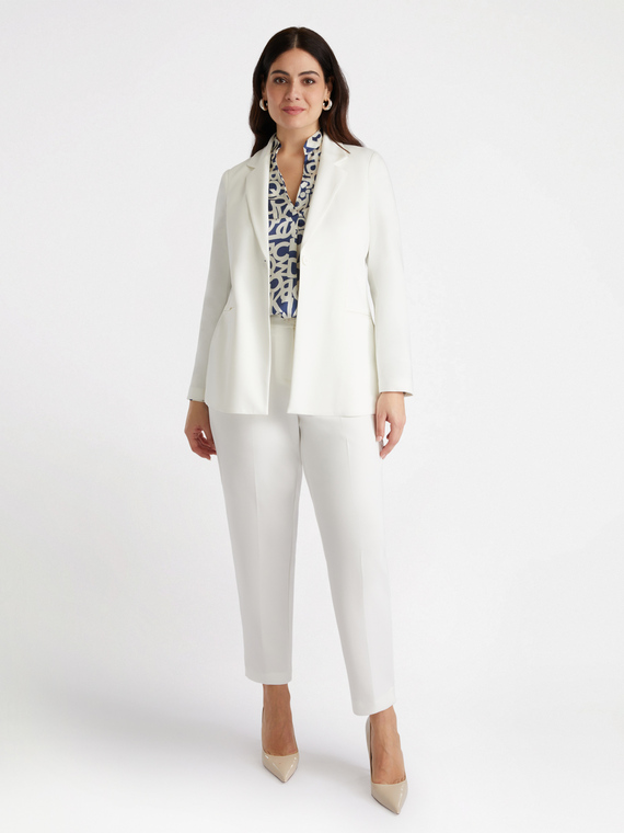 Langer Blazer aus Stretchgewebe mit Knopf