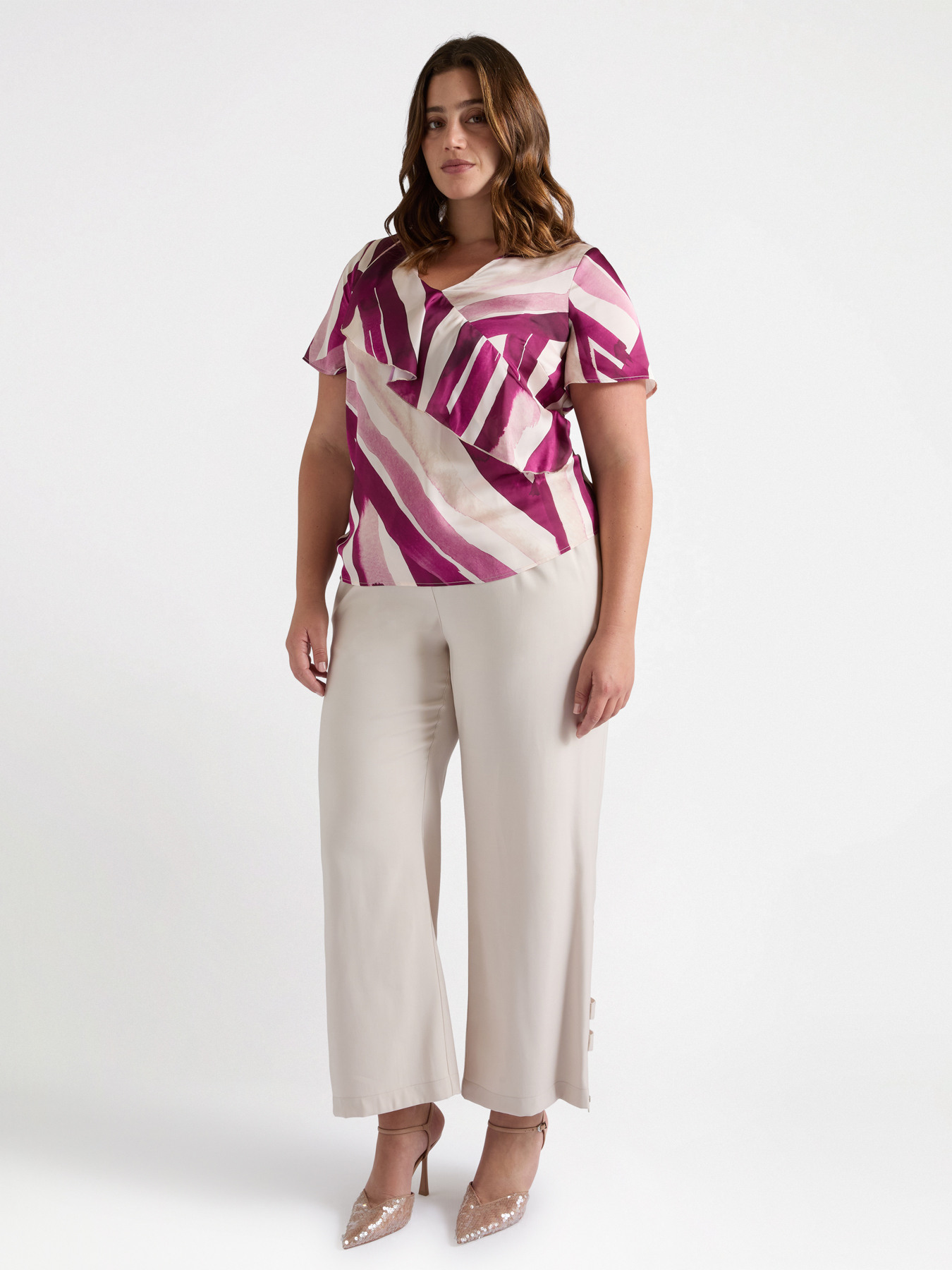 Bedruckte Bluse mit Volant image number 0