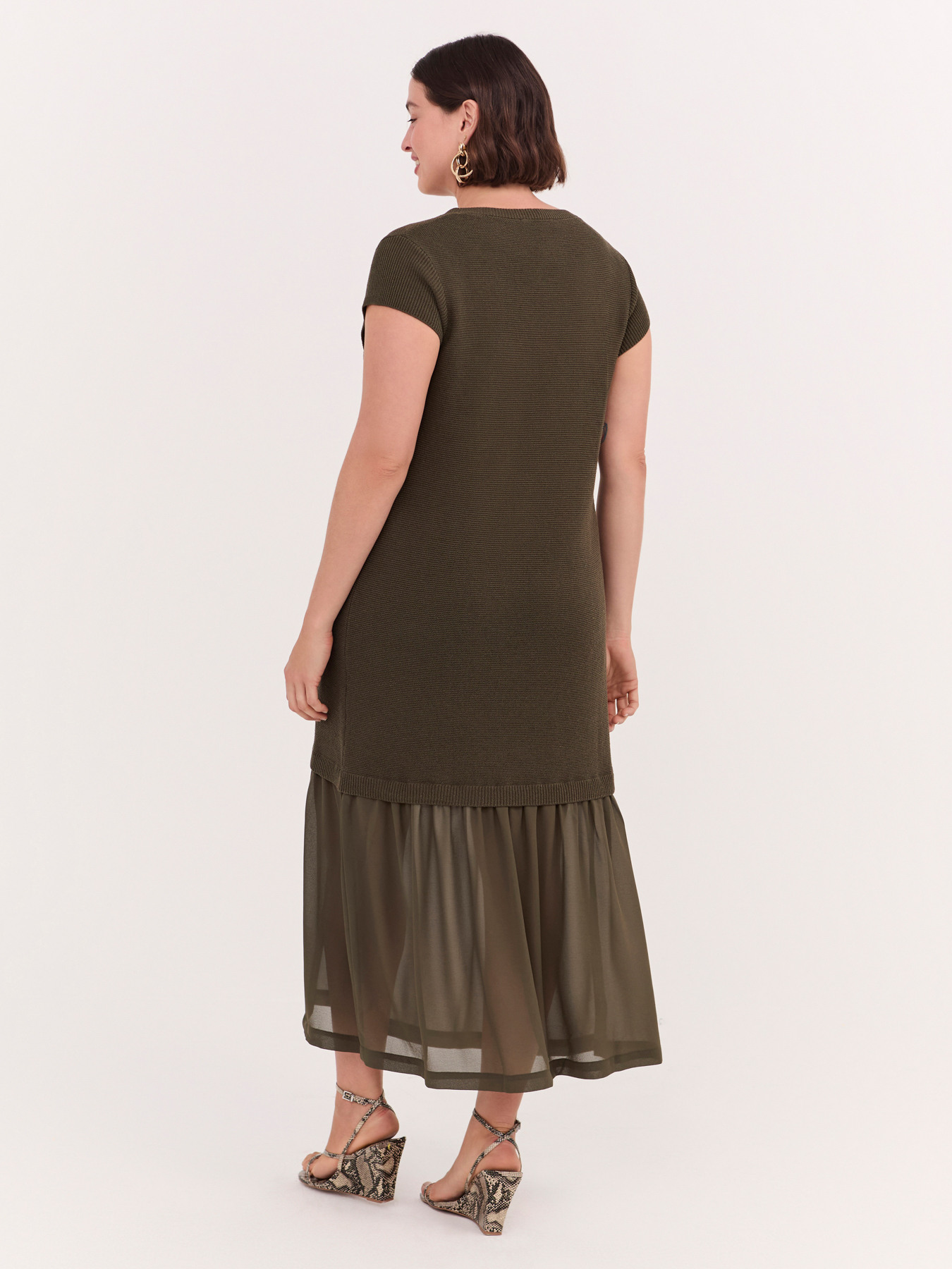 Langes Strickkleid mit Volant image number 1