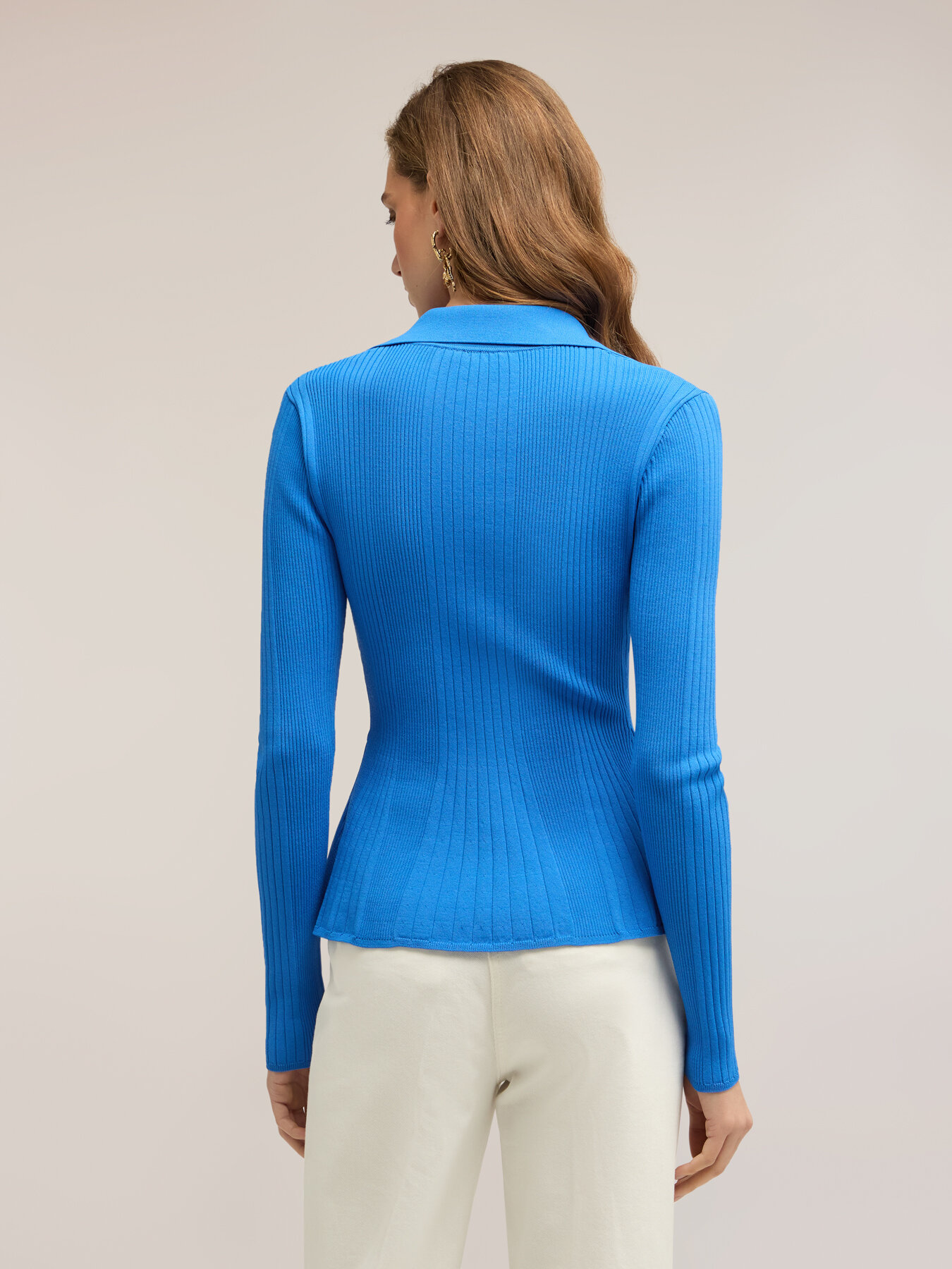 Striped sweater with peplum image number 1