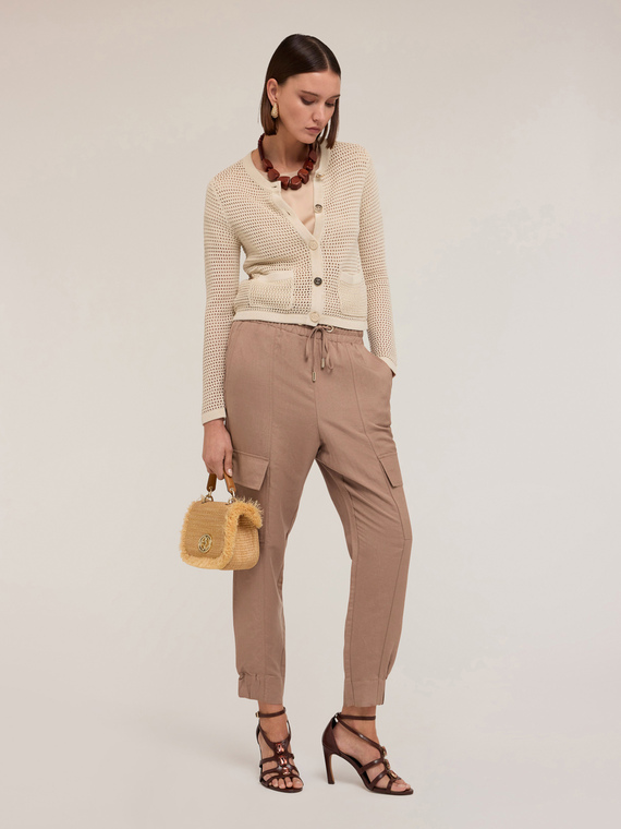 Joggers cargo misto lino