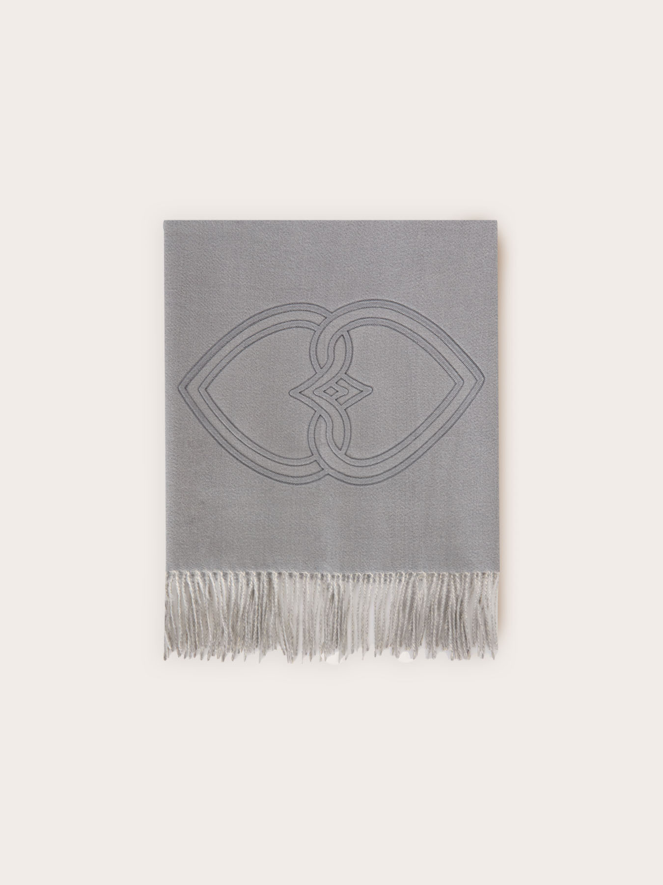 Scarf with embroidery and fringes image number 1