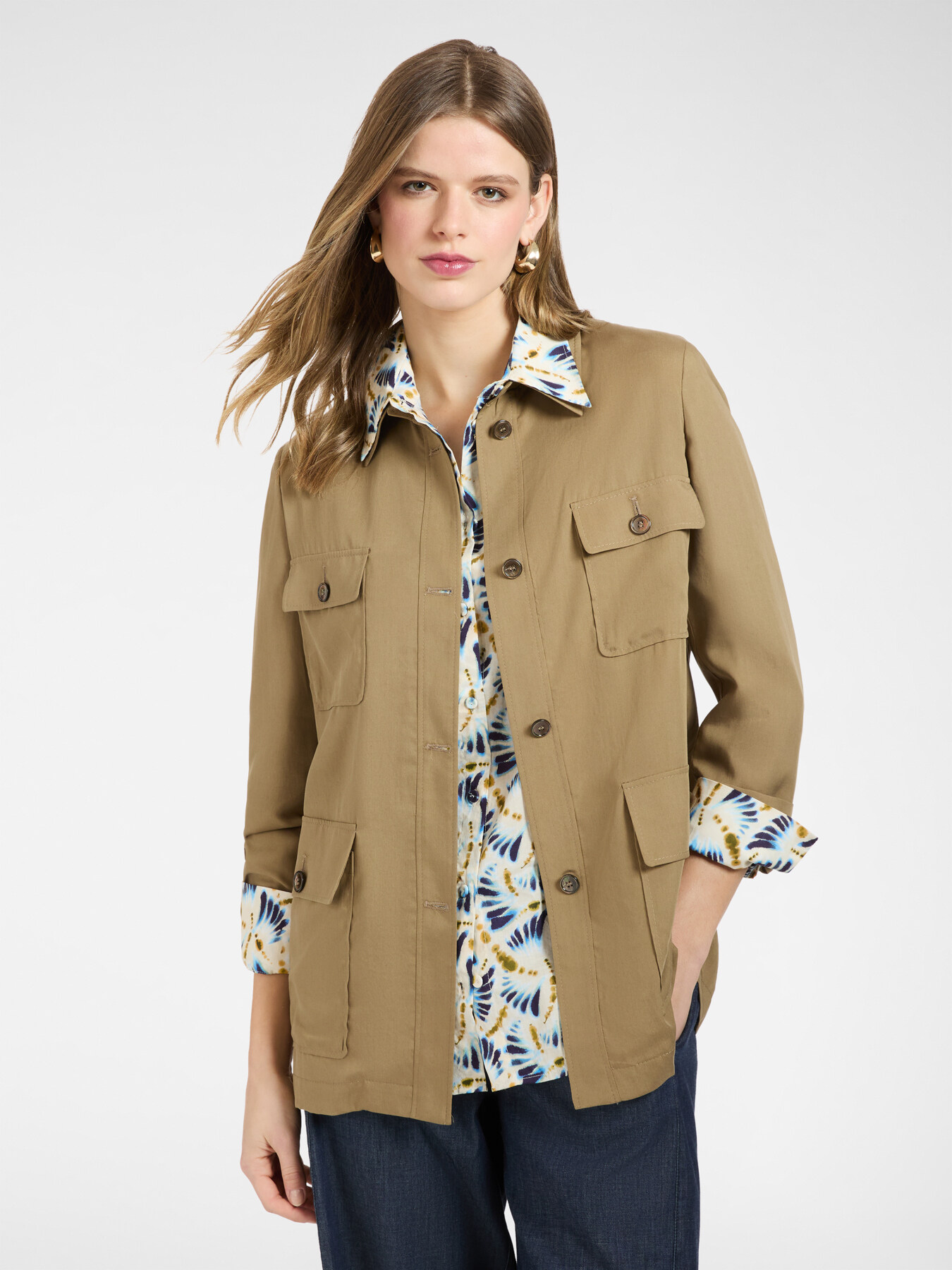 Tencel safari jacket with belt image number 0