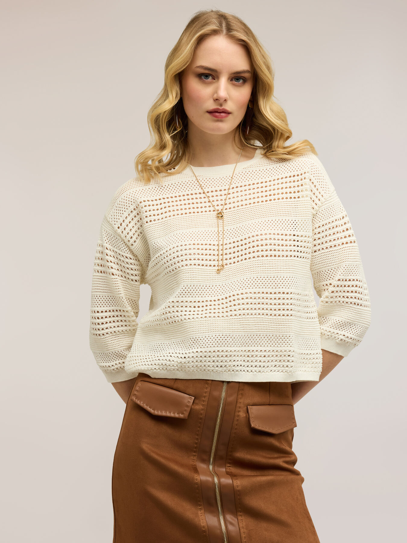 Openwork viscose blend sweater image number 0