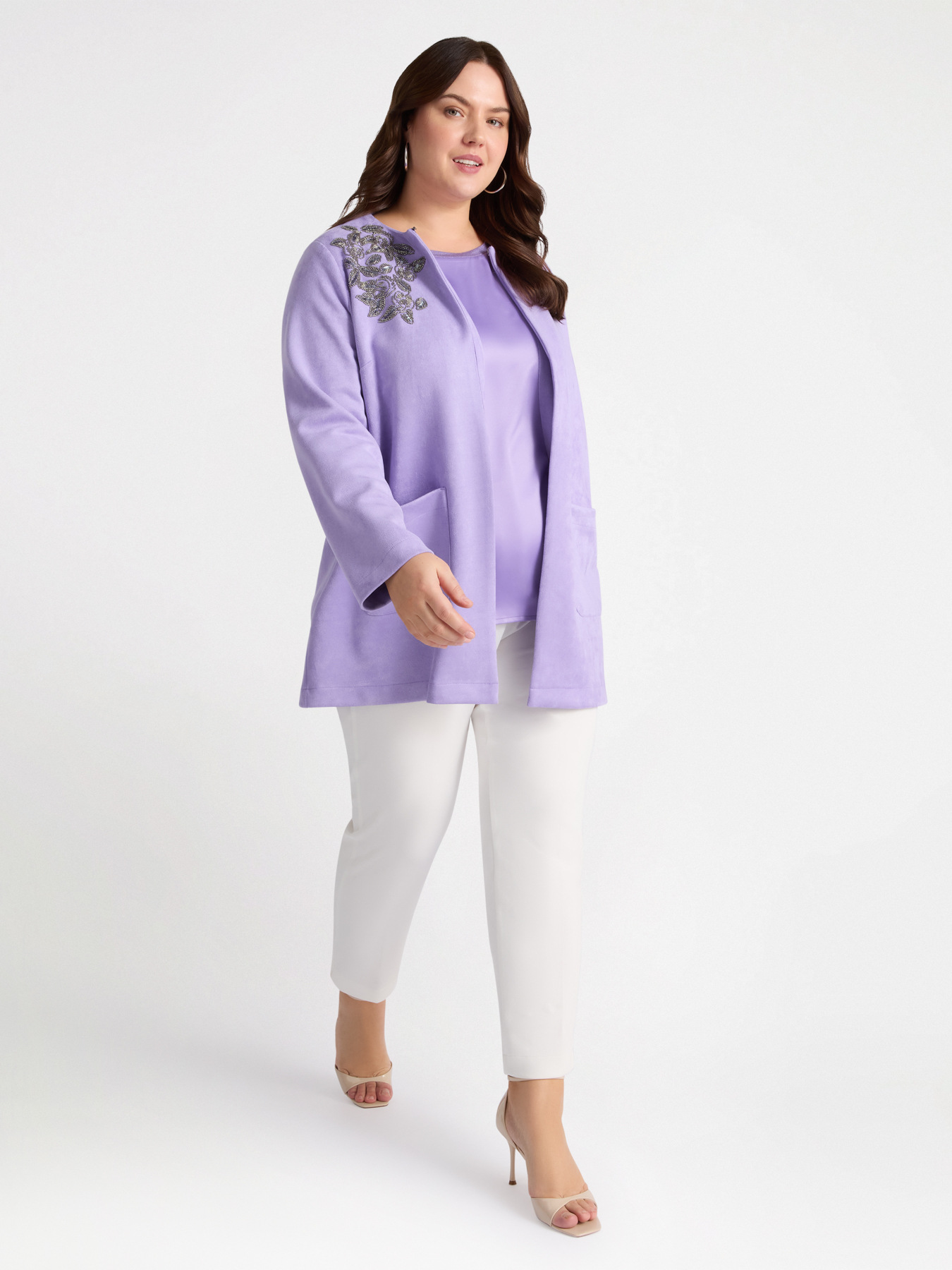 Soft touch duster coat with oversized application image number 0